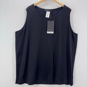 NWT Marina Rinaldi Battito Solid Black Tank Top Plus Size 22 Neutral Minimalist